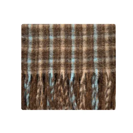 Women's Wool Blend Plaid Fringed Scarf Shawl – 220 × 40 cm detail