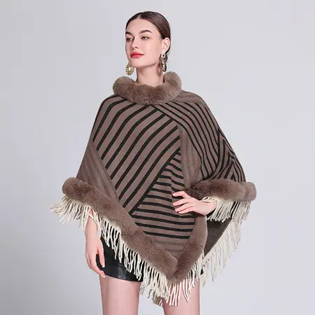 Knit Fringed Poncho