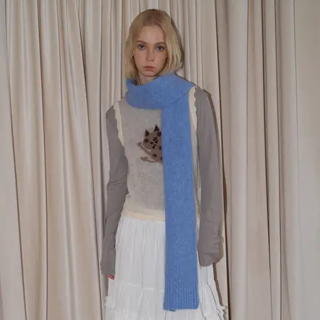 Women's 30% Wool Solid Color Knit Scarf Shawl – 160 × 20 cm detail
