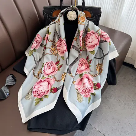 Twill Silk Scarf Shawl – 90 × 90 cm detail