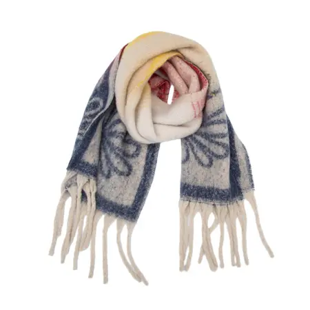 Floral Jacquard Scarf Shawl – 185 × 40 cm + 15 cm fringe detail