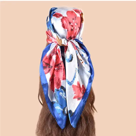 Silk Floral Scarf Shawl – 90 × 90 cm detail