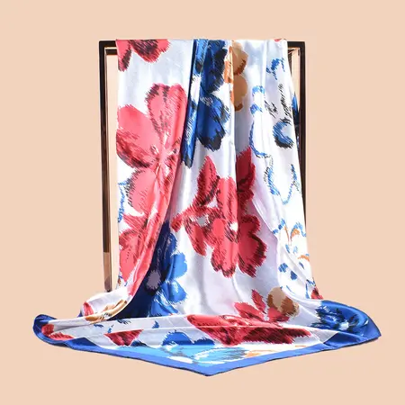 Silk Floral Scarf Shawl – 90 × 90 cm detail