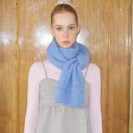 25% Alpaca Blend Solid Color Knit Brushed Scarf Shawl – 180 × 25 cm detail