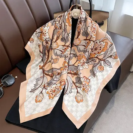 Women's Floral Scarf Shawl – 90 × 90 cm