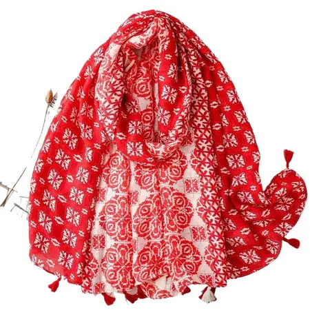 Geometric Fringed Scarf Shawl – 180 × 88 cm detail