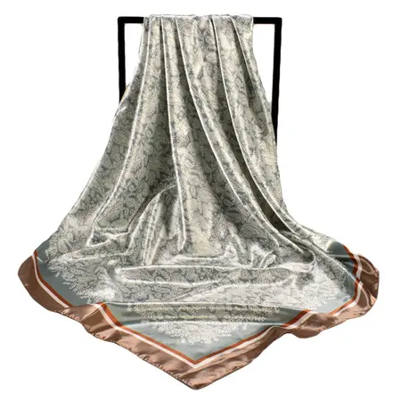 Silk Printed Scarf Shawl – 90 × 90 cm detail