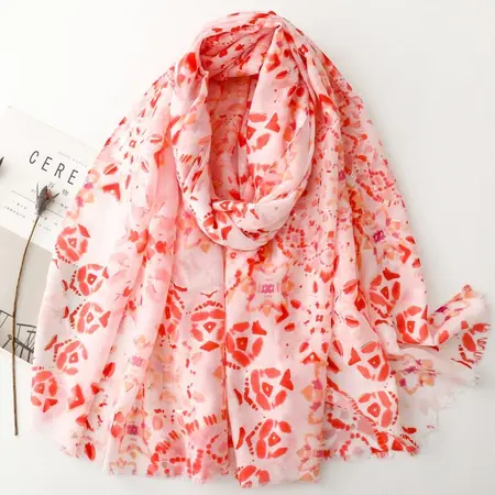 Silk Geometric Lightweight Headscarf – 180 × 88 cm