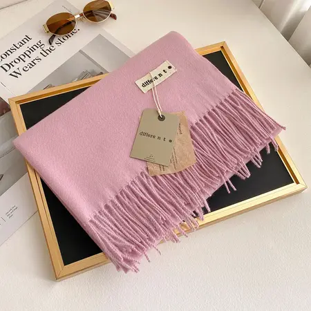 Women's Faux Cashmere Solid Color Scarf Shawl – 65 × 200 cm detail