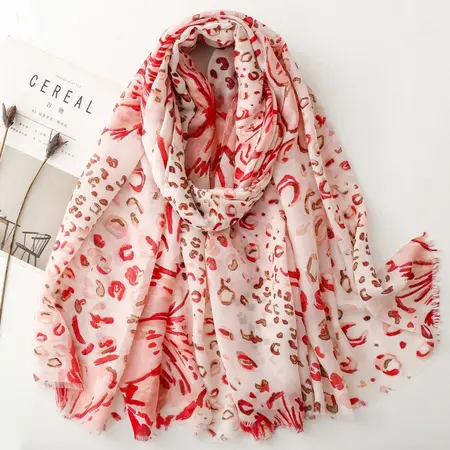 Silk Floral Leopard Print Printed Lightweight Scarf Shawl – 180 × 88 cm detail