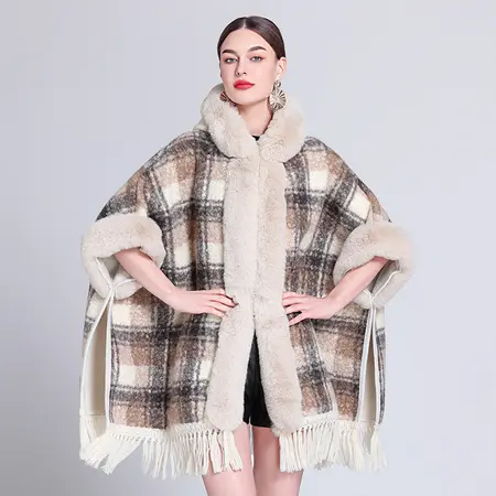 Fringed Hooded Poncho detail