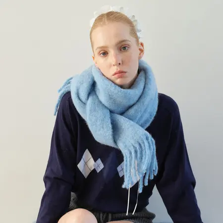 Women's 42% Alpaca Solid Color Scarf Shawl – 200 × 26 cm