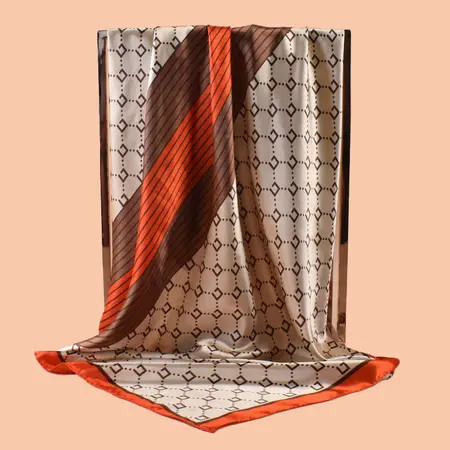 Plaid Geometric Scarf Shawl – 90 × 90 cm