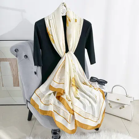 Silk Printed Lightweight Scarf Shawl detail