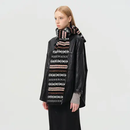 Wool Blend Jacquard Vintage Scarf Shawl – 160 × 21 cm detail