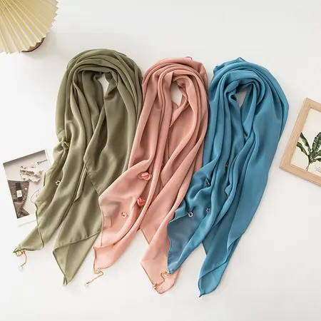 Chiffon Floral Headscarf – 80 × 180cm detail