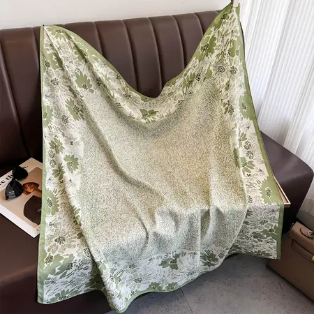 Silk Printed Scarf Shawl – 90 × 90 cm detail