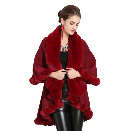 Faux Fur Knit Poncho detail