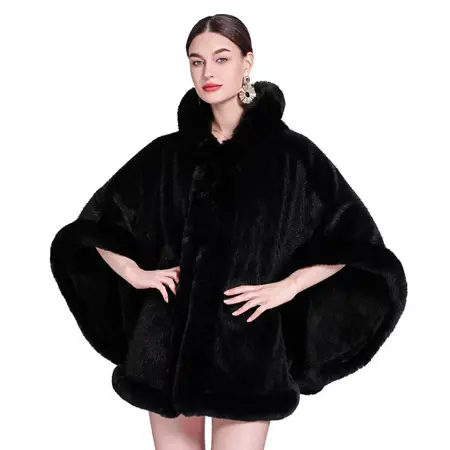 Faux Fur Knit Poncho detail