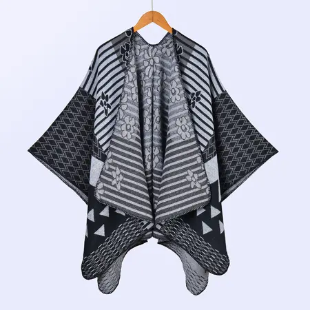 Women's Knit Poncho – 130 × 150 cm