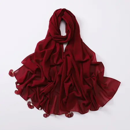 Chiffon Solid Color Floral Scarf Shawl detail