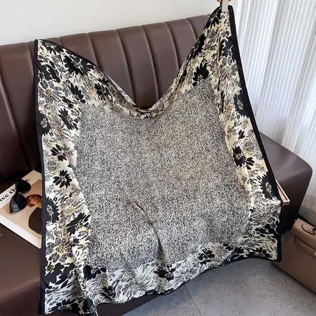 Silk Printed Scarf Shawl – 90 × 90 cm detail
