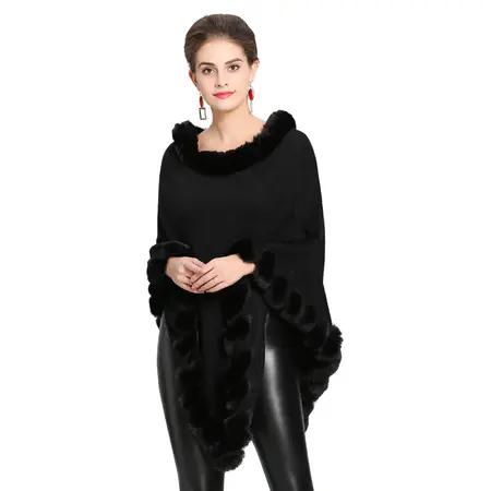 Faux Cashmere Knit Poncho detail