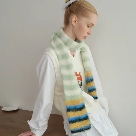 Striped Knit Scarf Shawl – 180 × 12 cm detail