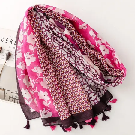 Cotton Colorblock Scarf Shawl – 180 × 88 cm detail