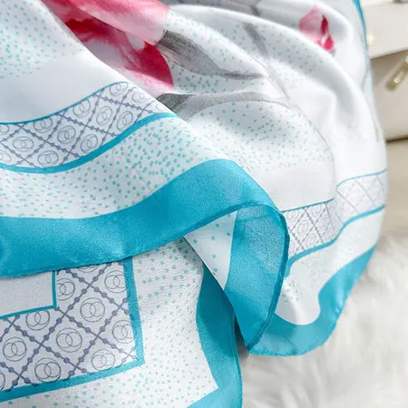 Silk Printed Lightweight Scarf Shawl detail