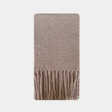 50% Wool Solid Color Fringed Scarf Shawl – 220 × 28 cm detail