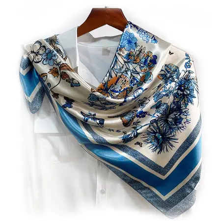 Silk Floral Scarf Shawl – 90 × 90 cm detail