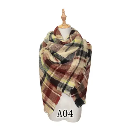 Faux Cashmere Plaid Scarf Shawl – 140 × 140 cm detail