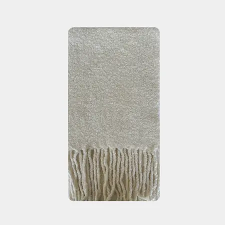 50% Wool Solid Color Fringed Scarf Shawl – 220 × 28 cm detail