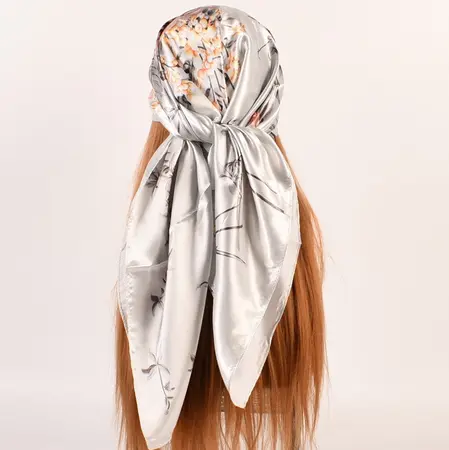 Silk Floral Scarf Shawl – 90 × 90 cm detail