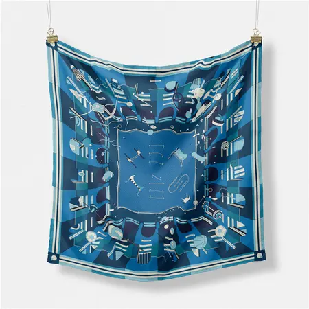 Silk Geometric Printed Scarf Shawl – 53 × 53 cm detail