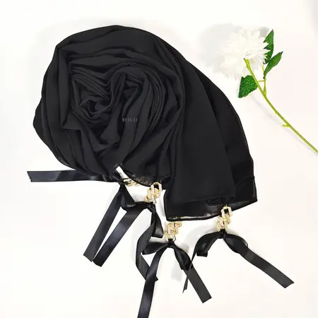 Chiffon Fringed Hijab detail