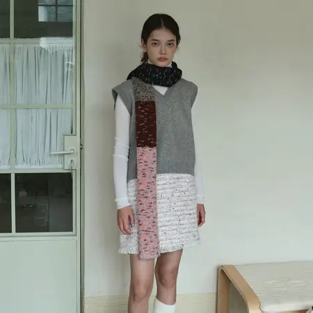 Women's Wool Knit Vintage Scarf Shawl – 200 × 17 cm detail