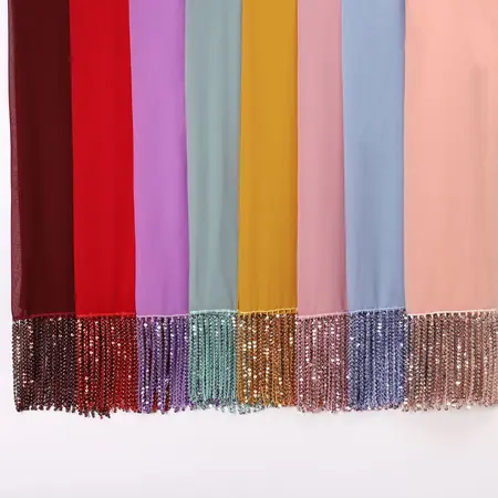 Chiffon Fringed Hijab detail