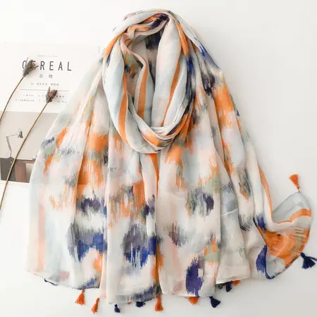 Fringed Printed Scarf Shawl – 180 × 88 cm