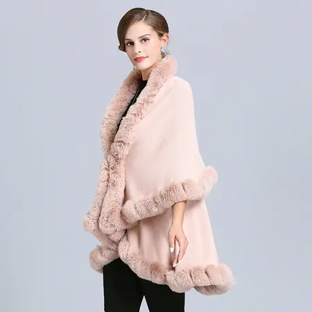 Faux Fur Knit Poncho detail