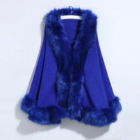 Faux Fur Knit Poncho detail