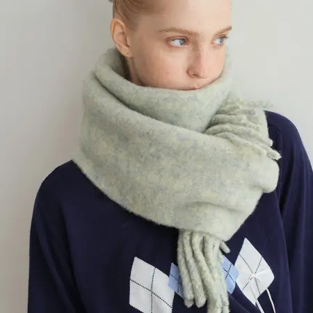 Women's Wool Solid Color Floral Scarf Shawl – 210 × 25 cm detail