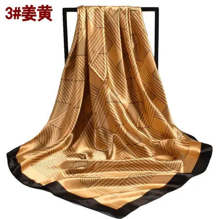 Women's Silk Geometric Scarf Shawl – 90 × 90 cm detail