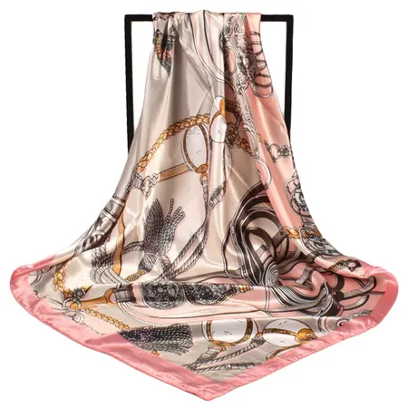 Silk Floral Vintage Scarf Shawl – 90 × 90 cm detail