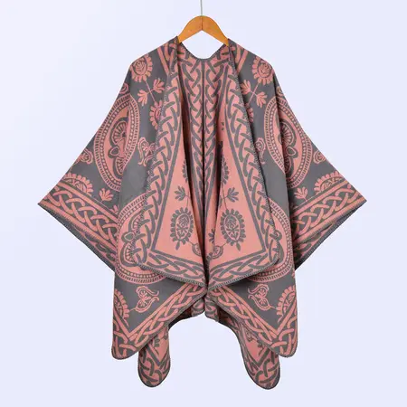 Faux Cashmere Jacquard Poncho – 130 × 150 cm detail