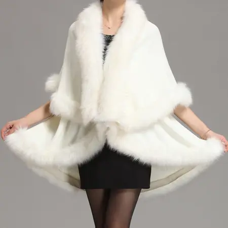 Faux Fur Knit Poncho detail
