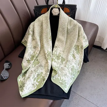 Silk Printed Scarf Shawl – 90 × 90 cm detail