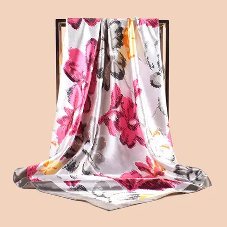 Silk Floral Scarf Shawl – 90 × 90 cm detail