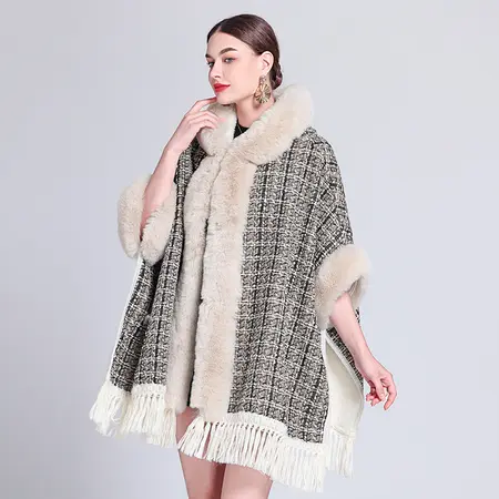 Fringed Hooded Poncho detail